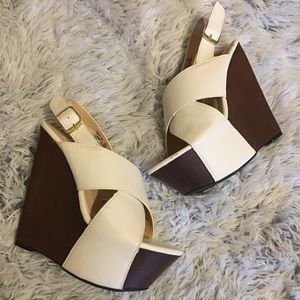 BAMBOO Cream Wedge Sandals
